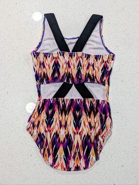 GK Elite Gymnastics Dance Leotard AXL Extra Large Velour ULTRA SOFT Tribal Print